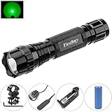 Hunting Flashlight, Firstbuy LED Green Light Coyote Hog Pig Varmint Predator LED Tactical Flashlight with Rail Mount Remote Pressure Switch 18650 Rechargeable Battery and Charger