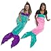 Silver Lilly Mermaid Tail Blanket Plush for Adults and Kids, Youth, Pink/Turquoise