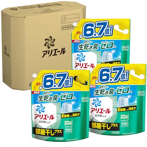 [ケース販売] [大容量] アリエール 部屋干しプラス 洗濯洗剤 液体 詰め替え 約6.7倍x3袋 除湿乾燥機レベルで生乾き消臭商品画像