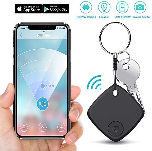 Key Finde Smart Tracke Blutooth Locator with App for Phone Wallet Tracker for Keychain Bag Purse Luggage Anti-Lost Alarm GPS Reminder Tracking Device Replaceable Battery Item Finder (Black)