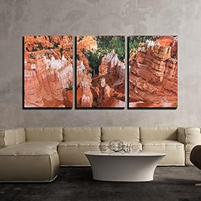 3 Piece Canvas Wall Art - Rock Formation in Yosemite National Park - Modern Home Art Stretched and Framed Ready to Hang - 16"x24"x3 Panels