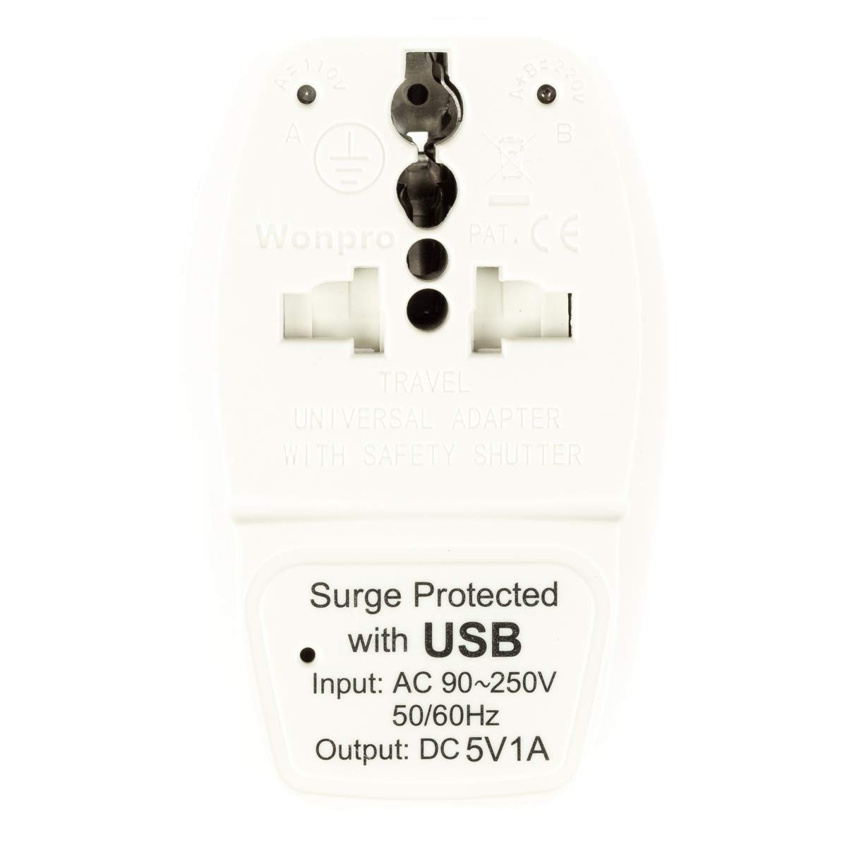 OREI 3 in 1 Italy Travel Adapter Plug with USB and Surge Protection - Grounded Type L - Italy & More - CE Certified - RoHS Compliant WPU-L-GN