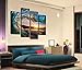 Cao Gen Decor Art-S70448 4 panels Wall Art Waves Painting on Canvas Stretched and Framed Canvas Paintings Ready to Hang for Home Decorations Wall Decor
