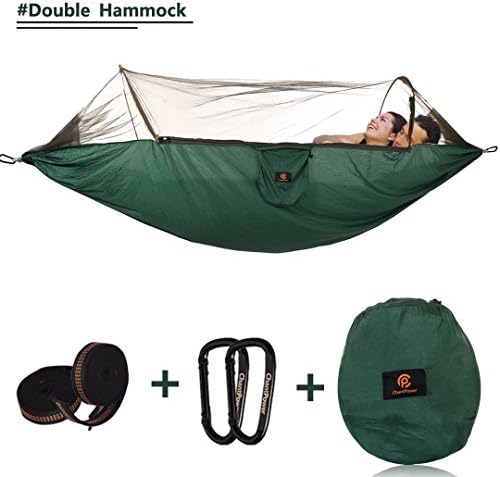 3 in 1 Hammock with Mosquito Net, Outdoor Windproof, Anti-Mosquito for Hiking Backpacking Backyard (Green) by CHANTPOWER