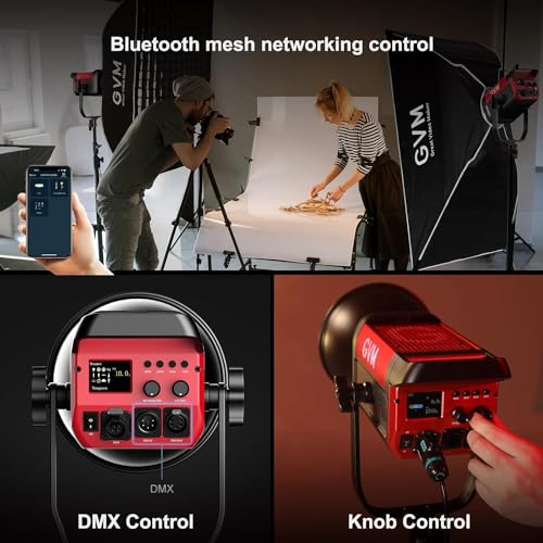 GVM PRO SD200B COB Bowens 200W DMX Control LED Video Light 2700K-6800K for Studio Photography, 12 Light Stage Effects, Film Light