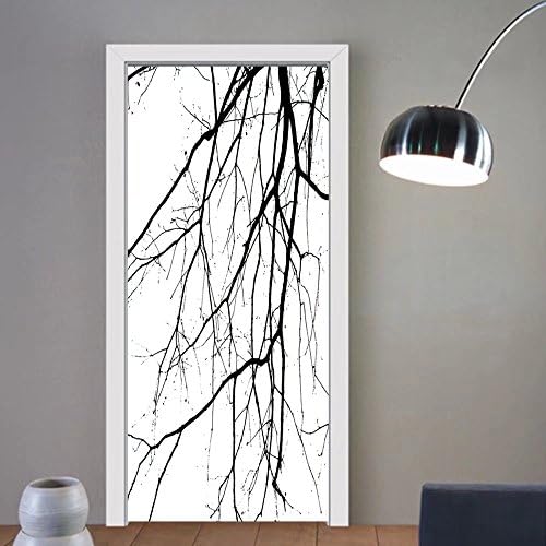 Gzhihine custom made 3d door stickers House Decor Rocks in the Water at the Shore of Lake in Autumn Isolation Tranquility Environment Decor Grey For Room Decor 30x79