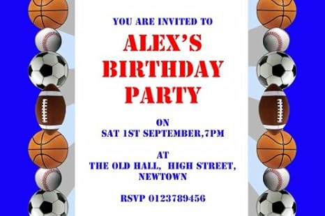 10 X Calcio Sport Tema Inviti Festa Di Compleanno Th35