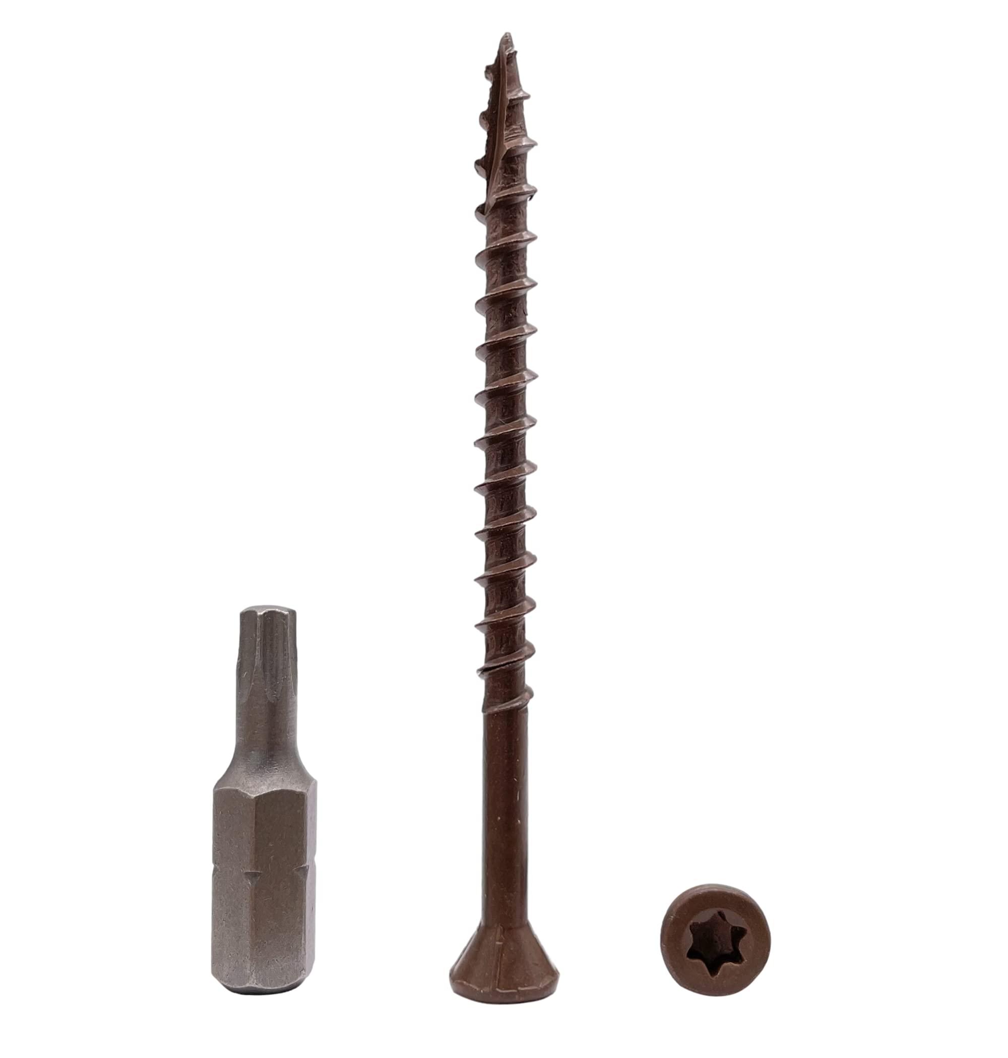 Marcopol (Pack of 50 pcs) Brown Anti-corrosion Finish 4.2 x 65 mm Timber Decking Screws, Wood Screws, Torx Head, Type 17, Countersunk Head, Exterior Screw (50, 4.2 x 65 mm)