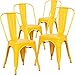 EdgeMod Metal Modern Dining Chair, Industrial Mid Century Kitchen Cafe Restaurant Side Chair, Stackable, Yellow (Set of 4)