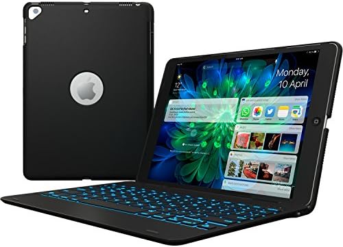 iPad Keyboard Case for iPad 2018, 2017, Air 2, Pro 9.7 inch, Air - Bluetooth Wireless 7 Color Slim Backlit Keyboard - 5th 6th Gen Apple Tablet Slim Cover - Smart Auto Sleep-Wake