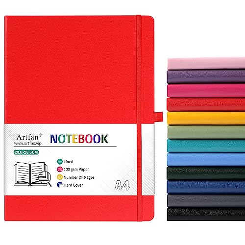 A4 Notebook - Notebook A4 with Premium Paper, Faux Leather Classic Writing A4 Notebook Journal, 8.35" X 11.45", Hardcover - Red… — image 1