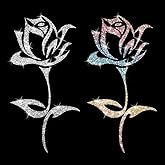 2pcs Sparkling Rose Float Flower Sunflower Self-Adhesive PVC Rainbow Glittery Decal Sticker for Cars, Laptops, Trucks, Motorcycles Wall Window Luggage Scratch Cover Door Multi-Surface Sticker