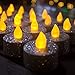 LOGUIDE Battery Operated LED Tea Lights, Silver Glitter Flameless Votive Tealights Candle with Warm Amber,Pack of 12,Small Electric Fake Tea Candle Realistic for Wedding,Festival Celebration