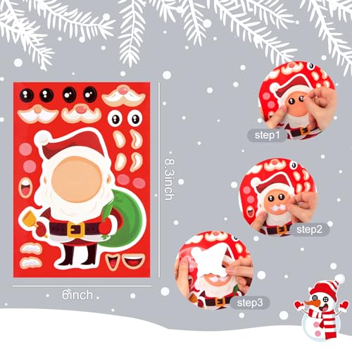 MCPINKY 32PCS Make a Face Stickers for Kids, Christmas Stickers Make Your Own Christmas Stickers for DIY Crafts Party Favors Supplies Christmas Games Activities