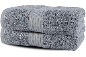 Textila Bath Sheets - 35x70 Inch Oversized 100% Cotton Towels, Super Soft, Highly Absorbent & Lightweight - Ideal for Everyday Use, Spa & Hotel (Light Grey - Pack of 2)