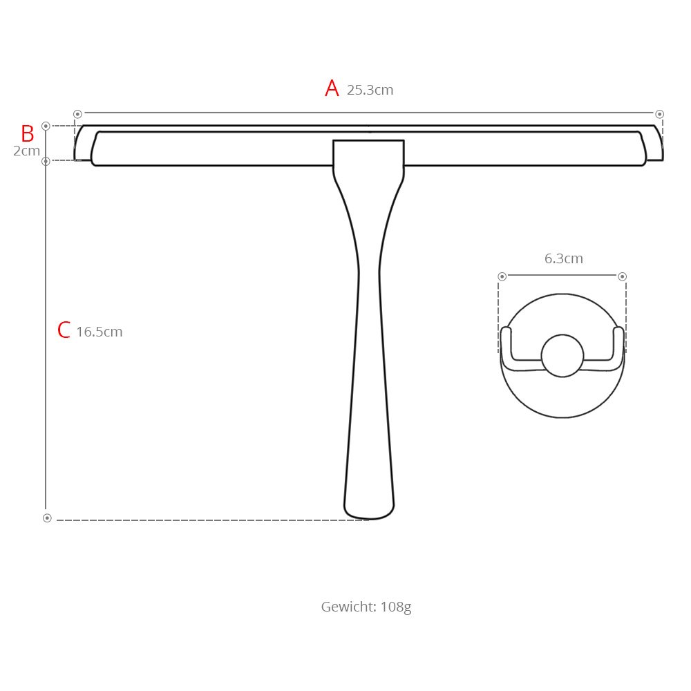 GoZheec Duschabzieher Fensterabzieher Fensterwischer mit Wandaufhänger Saughaken für Wand Aufhängung abzieher Boden Fenster Küche Badzimmer Spiegel Glasreinigung Silikon-Wischlippe Squeegee (Schwer)