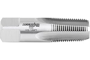 Accusize Industrial Tools 3/8 Inch-18 H.S.S. Taper Pipe Tap-Npt, 2-9/16 Inch Oal, 1-1/16 Inch Thread Length, 4 Flutes, Americ