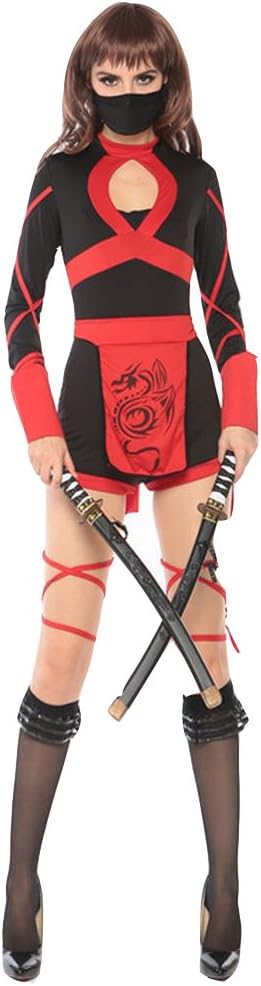 PIZZ ANNU Halloween Ninja Costumes for Ladies (M, Black)