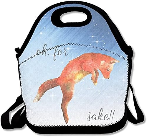 Starowas Fox Sake Insulated Lunch Box With Zipper,Carry Handle And Shoulder Strap For Adults Or Kids Black