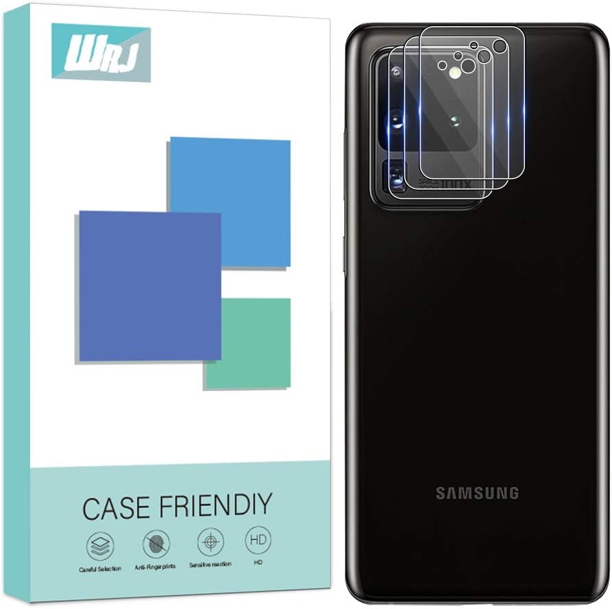 [3-Pack] WRJ for Samsung Galaxy S20 Ultra Camera Lens Screen Protector, Anti-Scratch, Anti-Fingerprint, No-Bubble 9H Hardness Tempered Glass