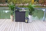 Outdoor Wicker and Rust Proof Aluminum Serving Bar / Buffet Table Unit - Black