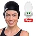 Swim Cap for Women and Men with Average or Large Heads - Great for Adults, Older Kids, Boys and Girls - Free Nose Clip (Black)