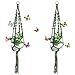 Five-of-Five 2 Pack Macrame Plant Hanger with Ring and Butterfly for Indoor Outdoor Plant Decoration, 4 Legs Flower Pot Plant Holder, 41.3 Inches Green