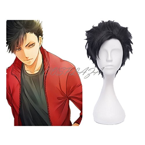 COSPLAZA Short Black Men's Cosplay Wig Anime Heat Resistant Full Hair