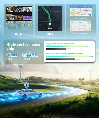 Rimoody 4G+64G Android Autoradio per Lancia Ypsilon 2006-2011 Wireless Carplay Android Auto, 9 Pollici Incell Touchscreen Radio con GPS Navi WiFi Bluetooth FM/RDS/EQ/USB SWC Telecamera Posteriore