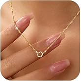 KIFUTENG 14K Gold Plated Five Flowers Necklace for Women 925 Sterling Silver Cubic Zirconia Flower Pendant Necklace Dainty Choker Necklace Wedding Jewelry Bridesmaid Christmas Gifts