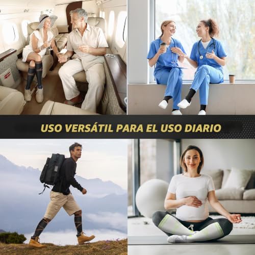 CAMBIVO Compression Socks Women Men 2 Pairs, Compression Socks 15-20 mmHg, Varicose Veins Compression Stockings, High Socks, for Sport, Running, Airplane, Cycling, Hiking, Nurse