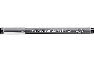 STAEDTLER 308 04-9 Pigment Liner Fineliner Pen for Writing & Technical Drawing - Black, 0.4mm (Box of 10)