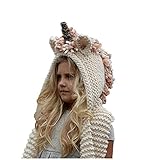 Winter Kids Warm Unicorn Animal Hats Knitted Hood Scarf Beanies for Autumn Winter by Carno store （Thickening）