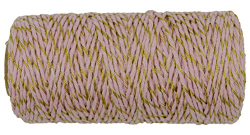 Charmkey Holiday Bakers Twine Spool Cotton Mini Yarn 100yd 12 Ply Divine Strong String for DIY Crafts Gift Wrapping Packing Christmas Decoration, 2mm, 1 Cone, 2.89 Ounce (Striped Pink Golden) - Thumbnail 6