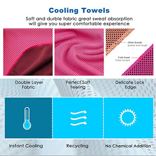 IDEATECH Instant Cooling Towels, 40"x12" Chilly Towels -UPF 50+ Cooling Ice Towels for Sports, Workout, Fitness, Gym, Yoga, Pilates, Travel, Camping (Orange+Pink)