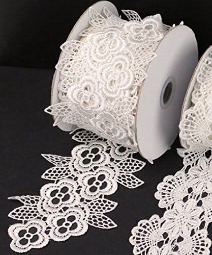 Floral Ivory Lace Ribbon, 4" X 5y