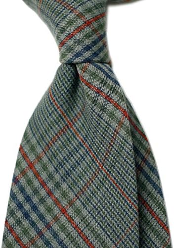 New Men's Difou Handmade Japanese Wool Neck Ties in Check / 2Color (Red)