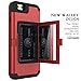 WeLoveCase iPhone 6/6s Wallet Case Defender Wallet Design with Hidden Back Mirror and Card Holder Heavy Duty Protection Shockproof 3 in 1 All-Round Armor Protective Case for iPhone 6 6S - Red