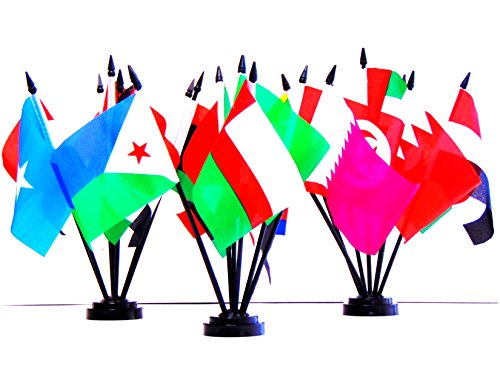 ARAB LEAGUE WORLD FLAG SET-22 Polyester 4"x6" Flags, One Flag for Each Country in the Arab League Flag Centerpiece, 4x6 Miniature Desk & Table Flags, Small Mini Stick Flags BASES NOT INCLUDED