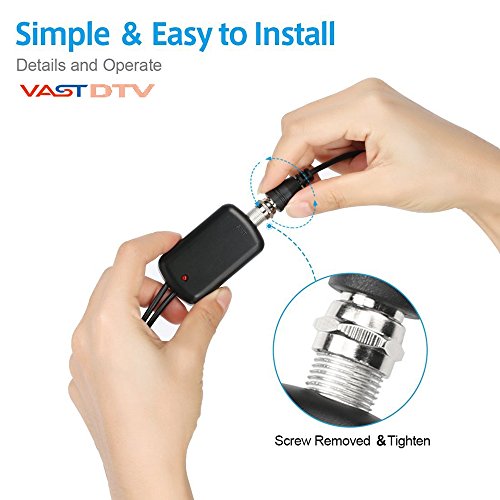 TV Antenna, [2019 Newest] Indoor Digital HDTV Amplified Antennas Freeview 4K 1080P HD VHF UHF for Local Channels 50-80 Miles Range with Amplifier Signal Amplifier Support All TV's-16.4ft/5M Coax Cable - Thumbnail 3