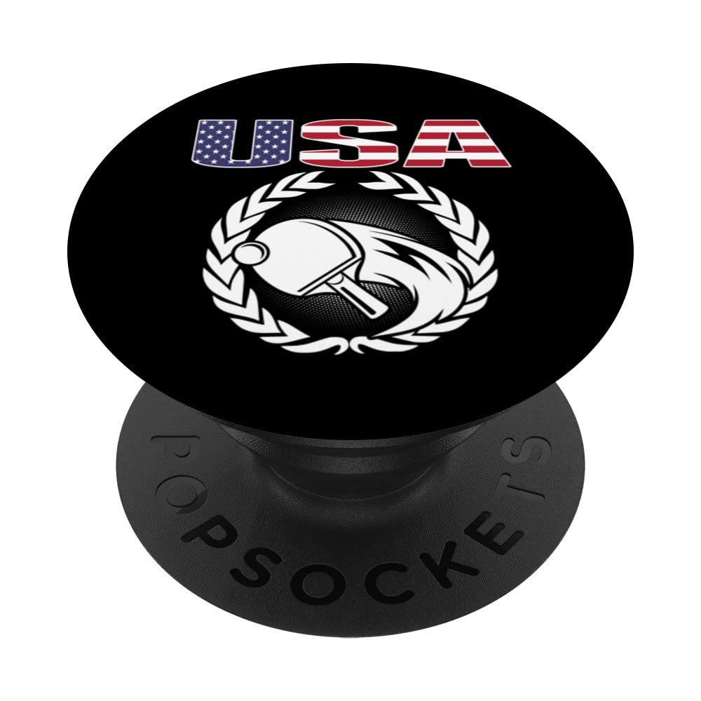 America Table Tennis Lovers - USA Flag Ping Pong Supporter PopSockets Swappable PopGrip