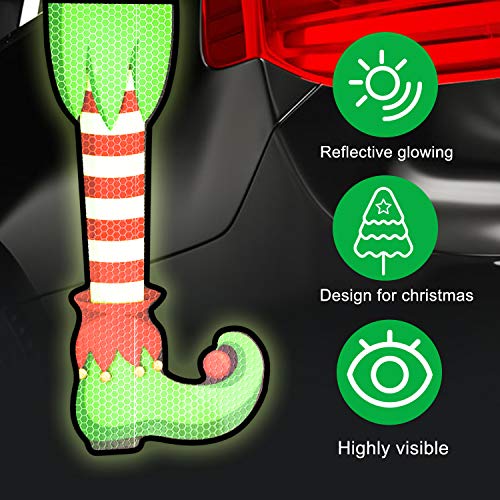 Bright Reflective Merry Christmas car Magnet Decorations Set,Jumbo Elf Legs Car Magnet Reflective Decal for Car Fridge Garage Mailbox Vehicle Truck Xmas Holiday Décor(Elf Legs),5pack