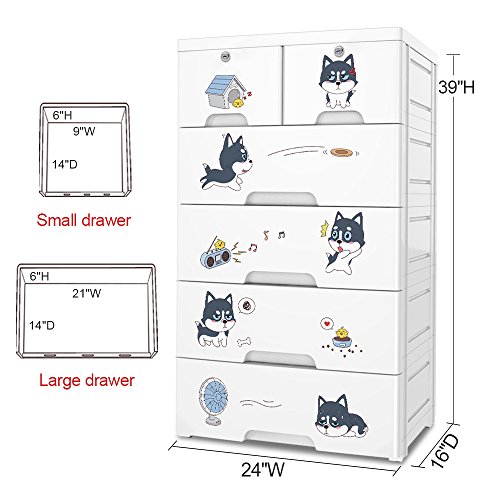 Nafenai Plastic Kids'Closet Wardcode Storage with 4 Drawers and 2 Cabinets for Clothes Toys