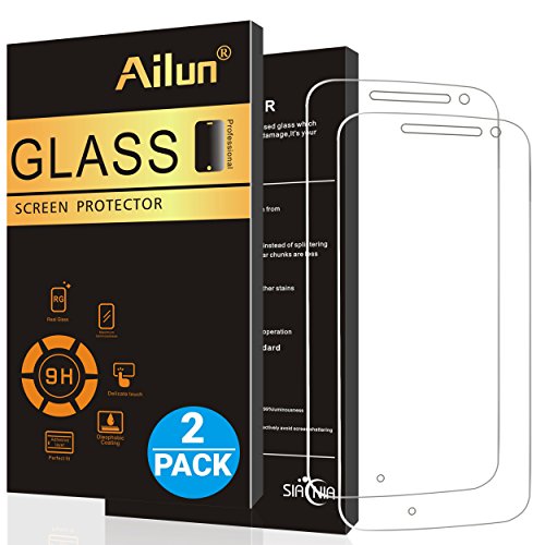 Moto G4 Screen Protector,[2Packs]by Ailun,9H Hardness,Ultra Clear,Anti-Scratch,Case Friendly,Tempered Glass for Moto G4 ONLY,NOT for Moto G4 Plus,Moto G4 Play,Moto Z Play,LG G4-Siania Retail Package