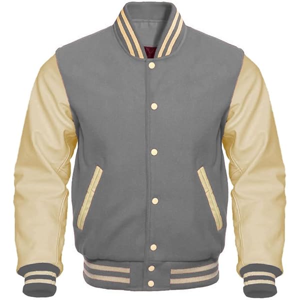 ZEEBOK Men's Varsity Jacket Wool Body Genuine Leather Arms
