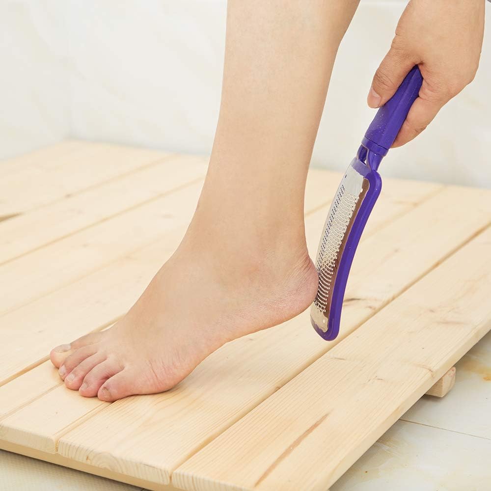 4 Pack Foot Pumice Stone,Sonku Exfoliator Pedicure File Block Callus Remover Scrubber with 1 Pcs Stainless Steel Foot Rasp and 5 Pcs Nail Files 100/180 Grit-Purple: Health & Personal Care