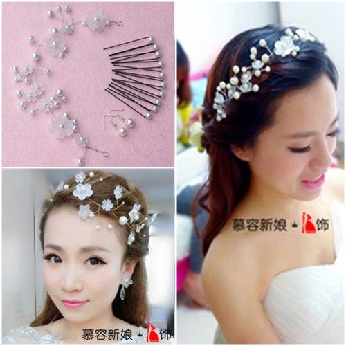 Oliju Fashion Red Makeup Chinese Handmade Pearl Bridal Hair