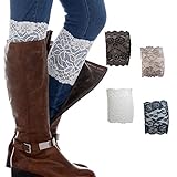 FAYBOX Women Lace Floral Boot Cuffs Leg Warmer Socks Pack of 4