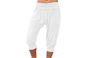 Ausyst Womens Jogger Capri Pants - Casual Elastic Waist Cropped Sweatpants for Lounge, Exercise and Spring Summer Outfits