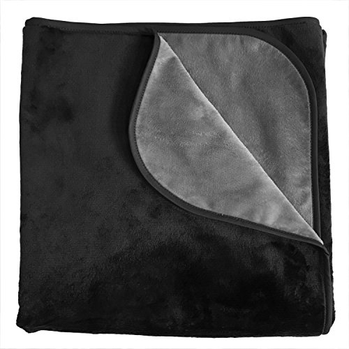 Mambe 100% Waterproof Silky Soft Throw for Dogs, Cats, and People (Large 60"x 84", Black-Charcoal) Made in The USA